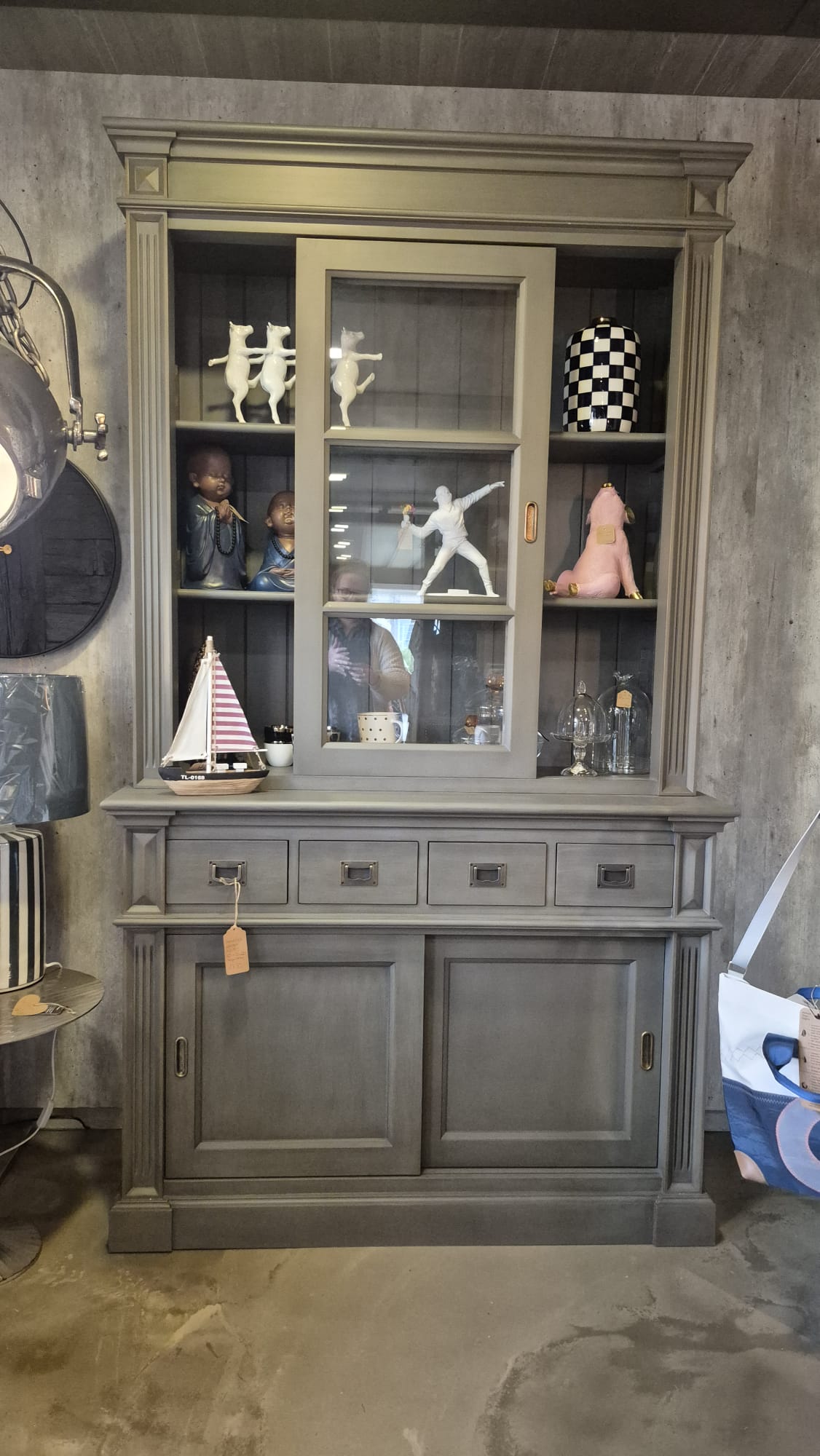 Buffet Schrank, Holz, grau
