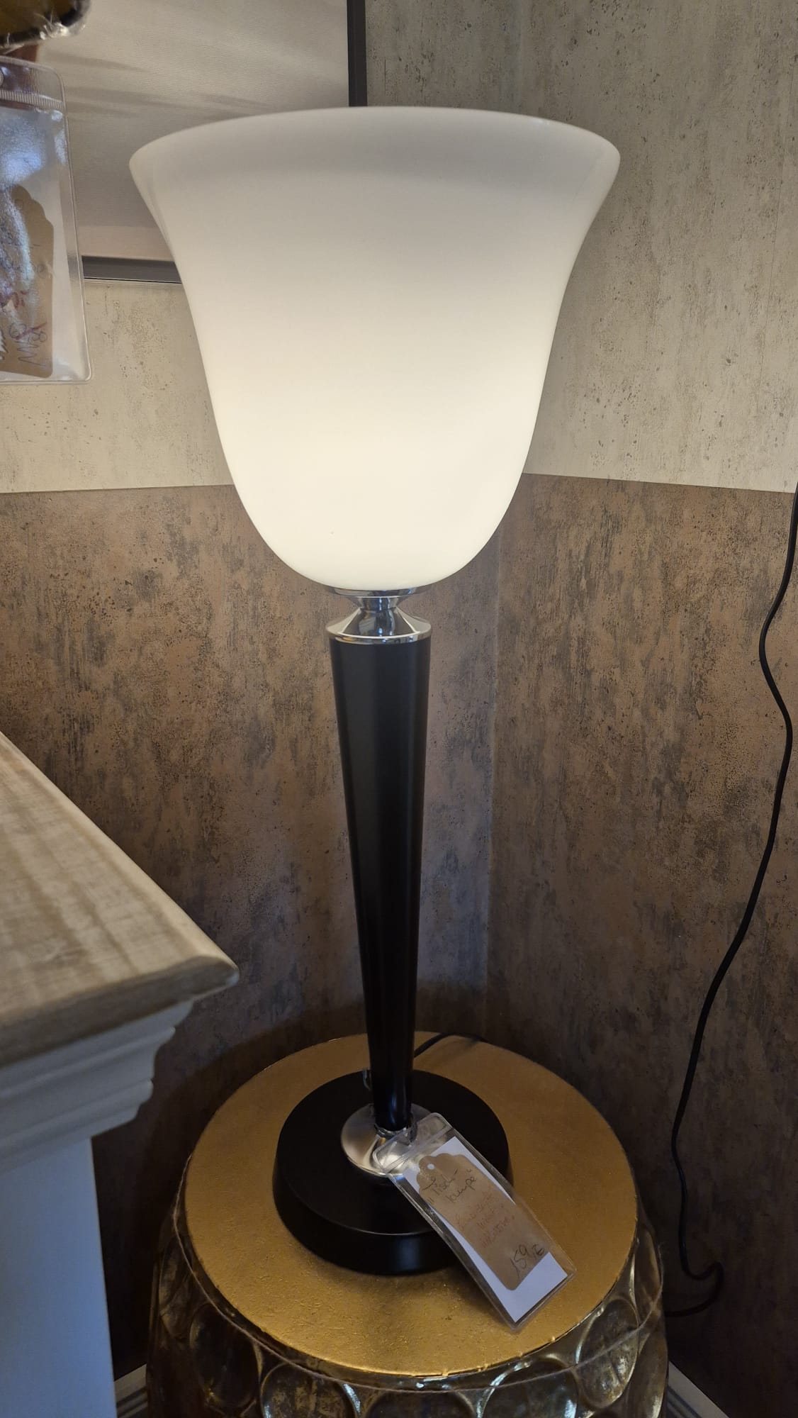 Tischlampe Holz/Glas