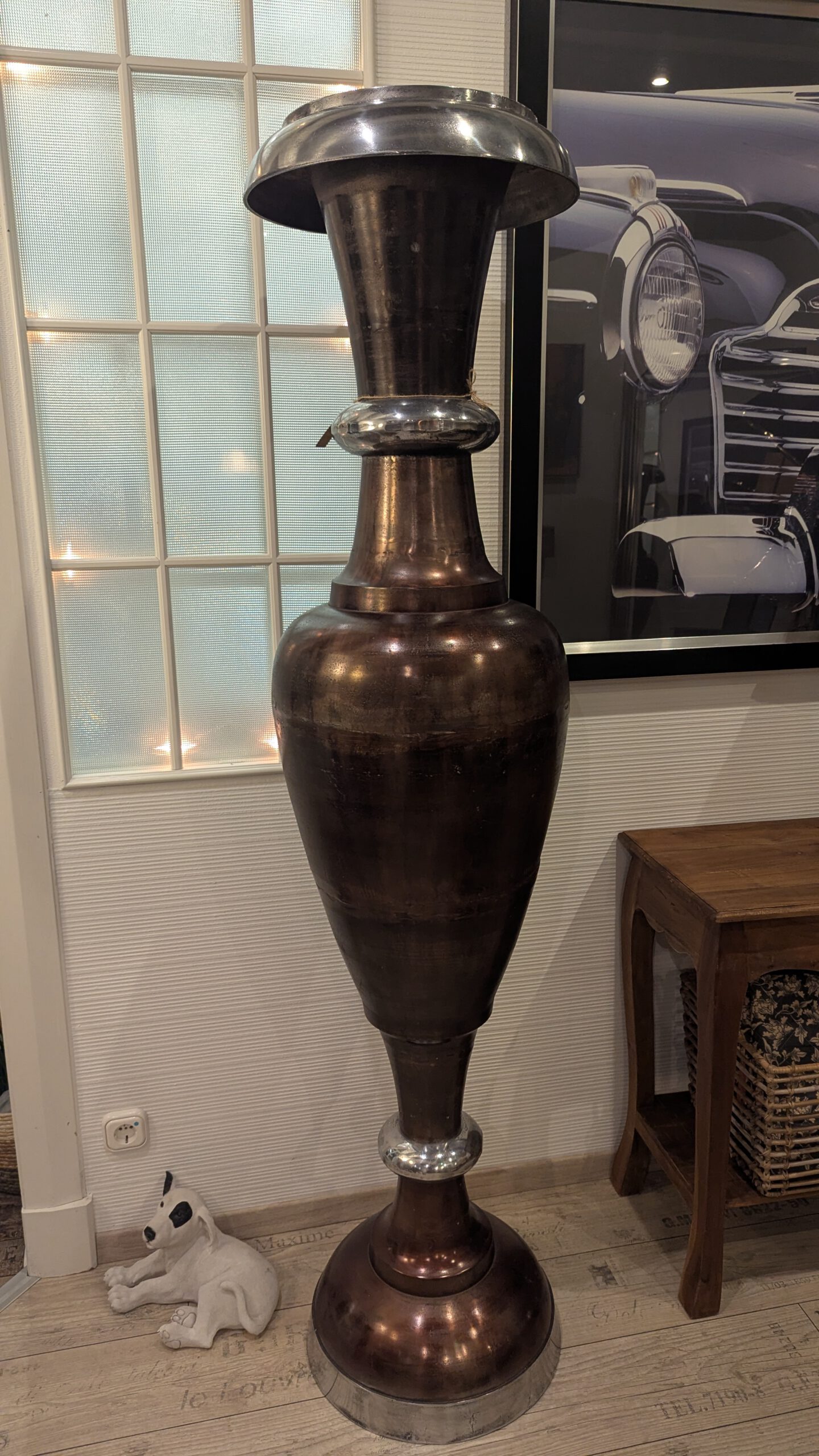Bodenvase, groß, silber/kupfer